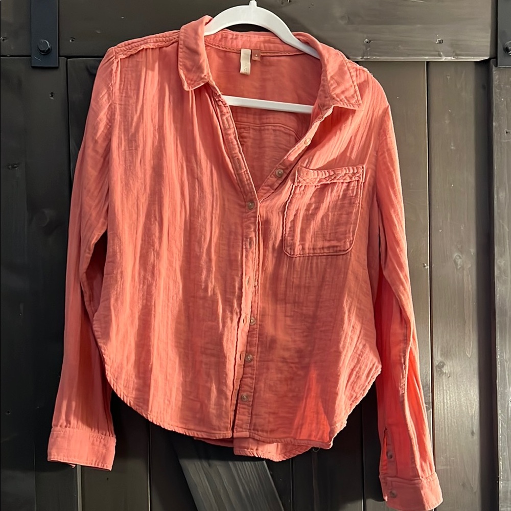 Women's Coral Button-Up Shirt